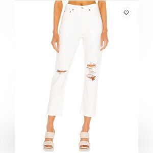 AGOLDE Riley High Rise Straight Crop White Jeans